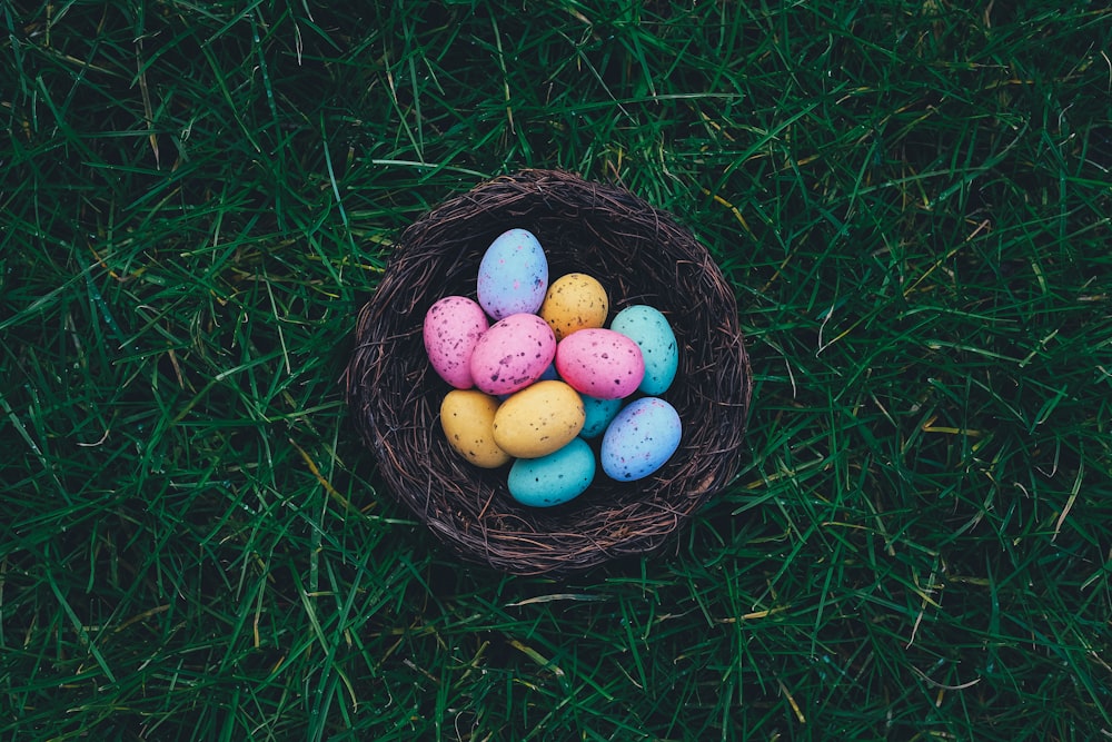 Easter Eggs on brown nest