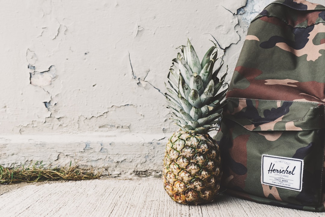 pineapple fruit beside Hershel backpack