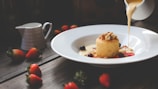 strawberry cake dessert with cream