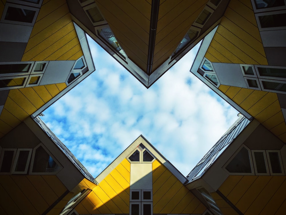 low angle photography of skies