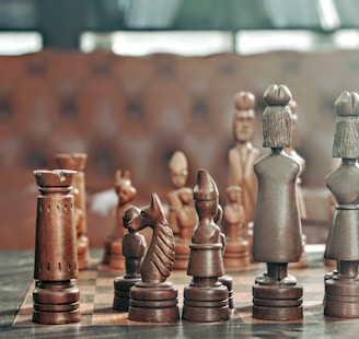 selective focus photography of chess pieces