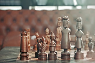 selective focus photography of chess pieces