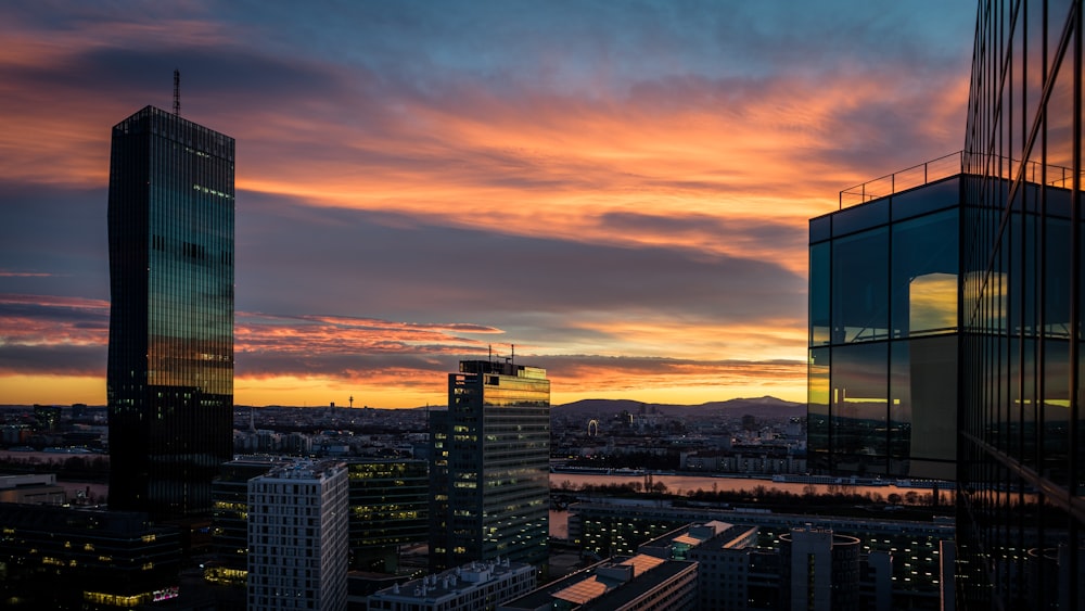 aerial photograph of high rise building during golden hour