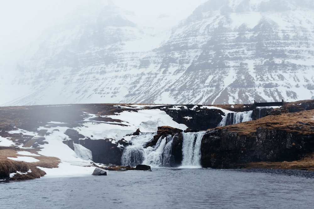 ice-covered landform near body of water