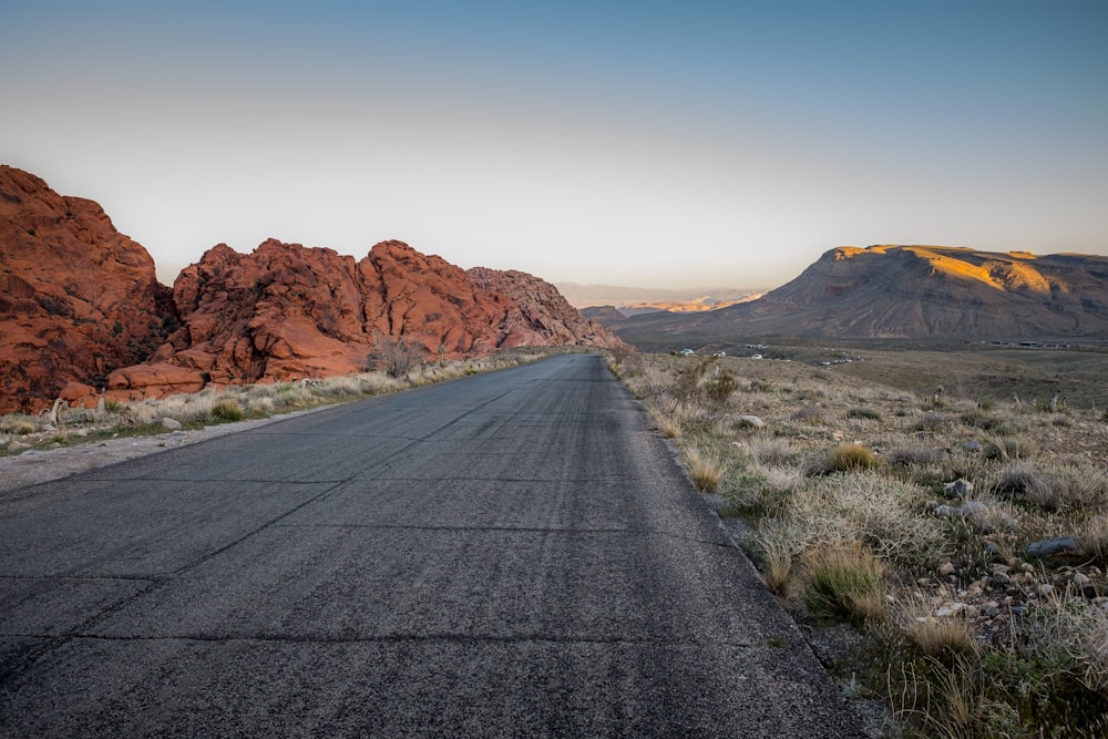 blacktop road at valleys