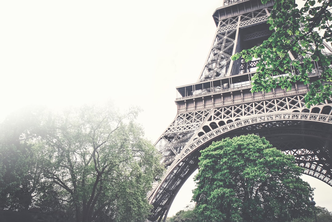 low-angle photograph of Eiffel tower