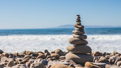 stack rock on seashore