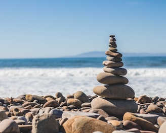 stack rock on seashore