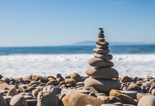 stack rock on seashore