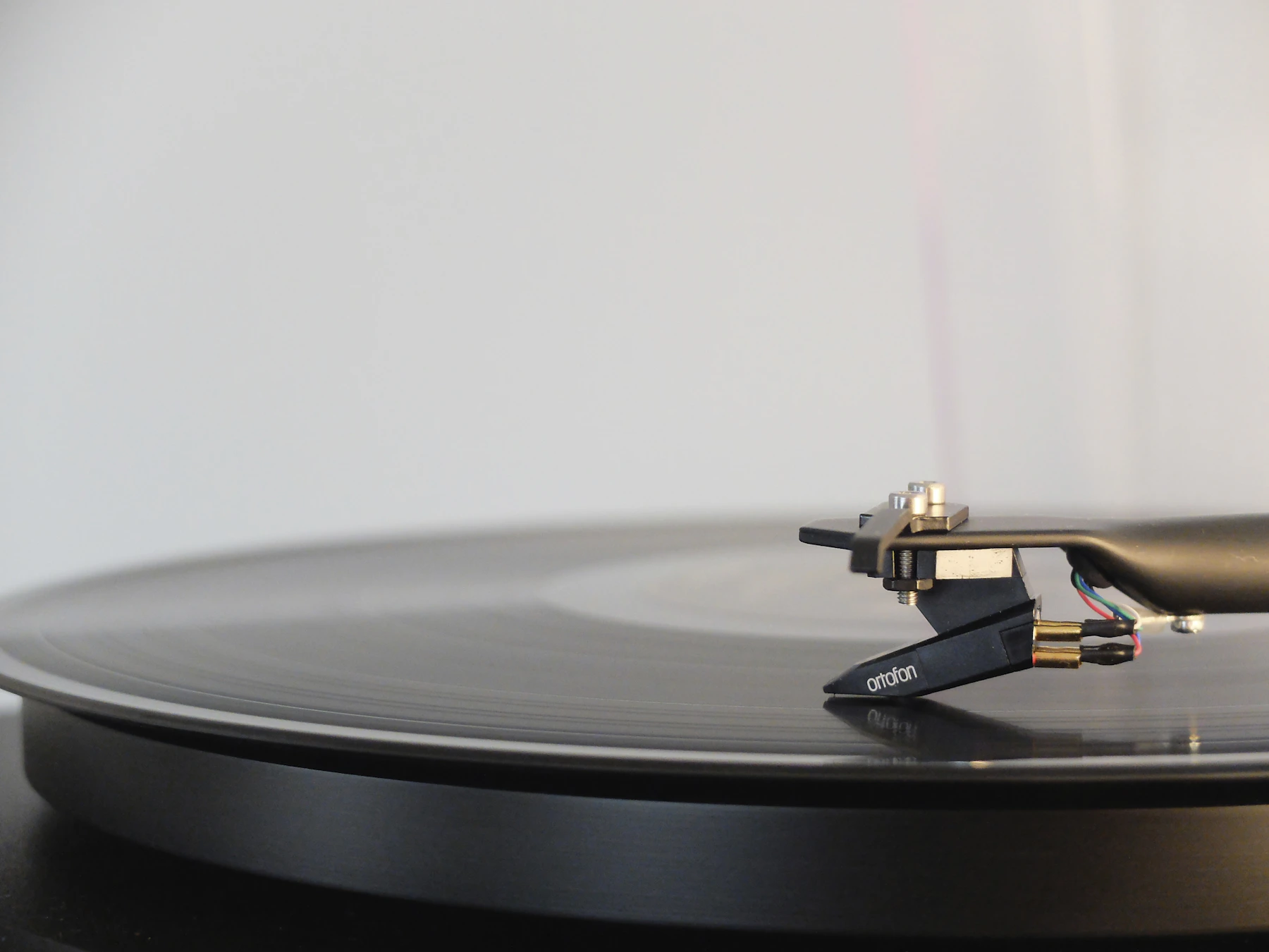 Vinyl record playing on a turntable
