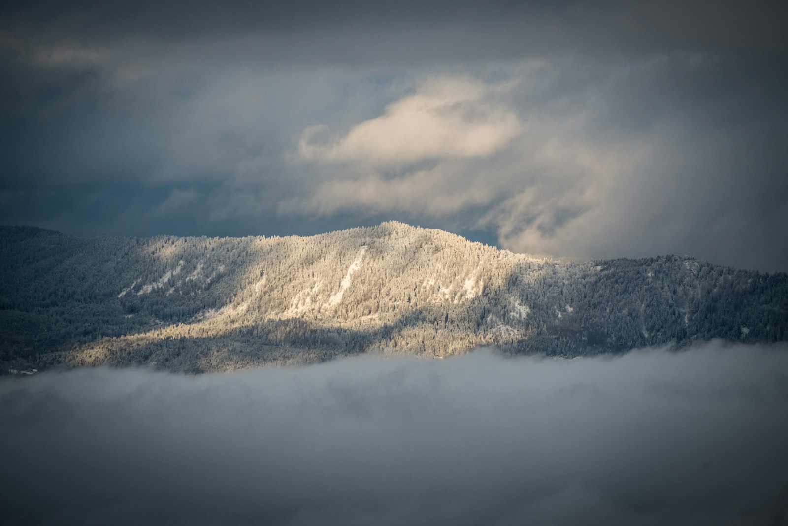 Nikon D800 + Nikon AF-S Nikkor 70-300mm F4.5-5.6G VR sample photo. Mountain view under cloudy photography