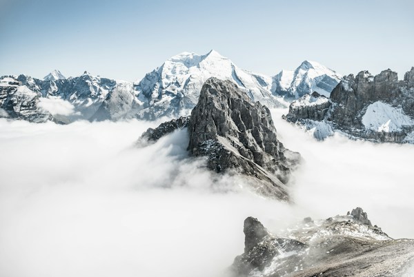 A quiet ridge line under a pale sky