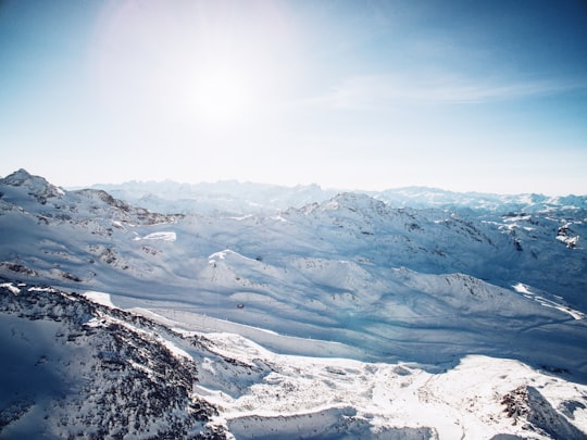 snow mountain under white sky in Les Menuires France