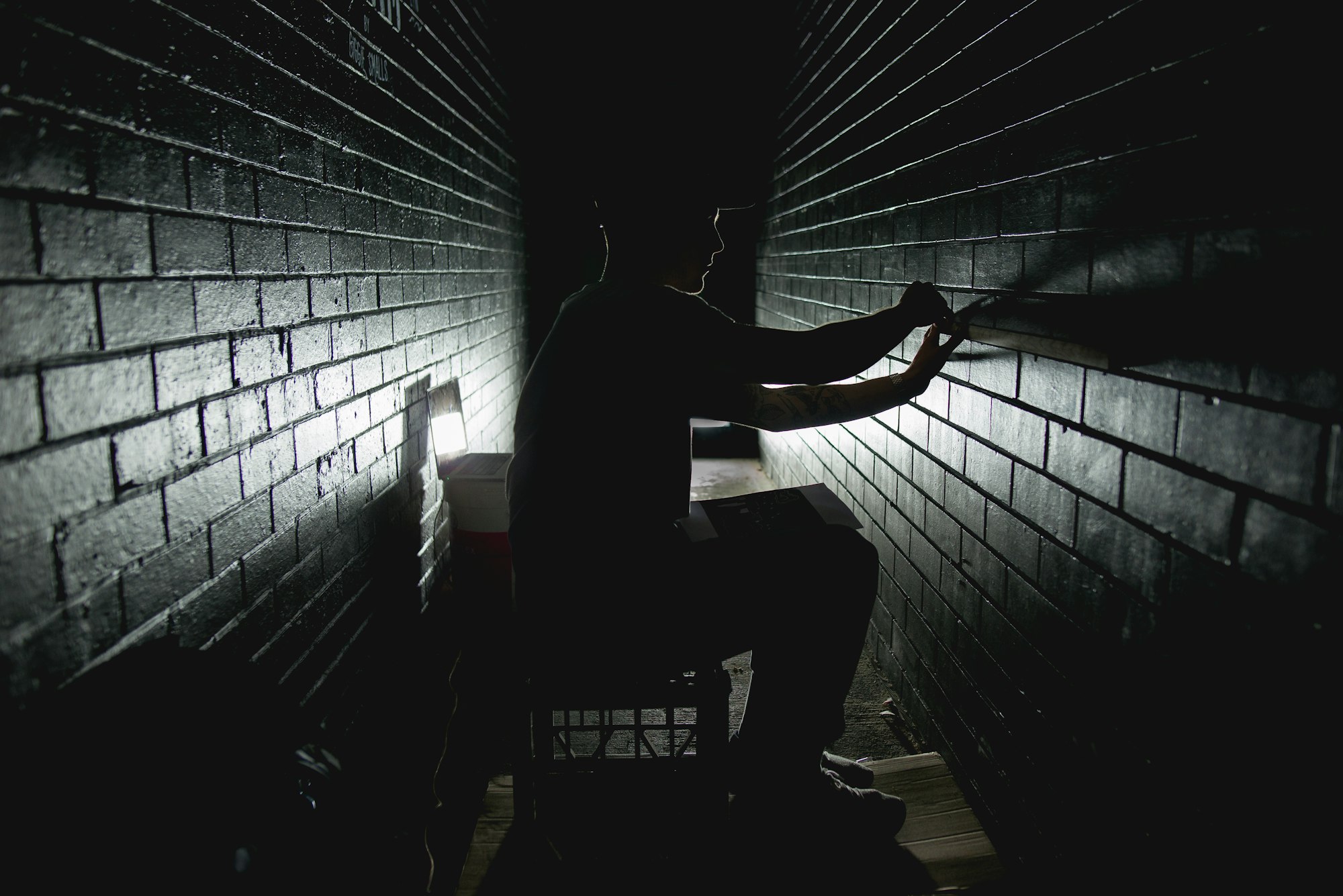 Man in dark hallway