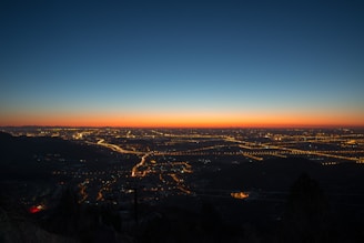 aerial view of city during night time