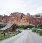 winding road near butte