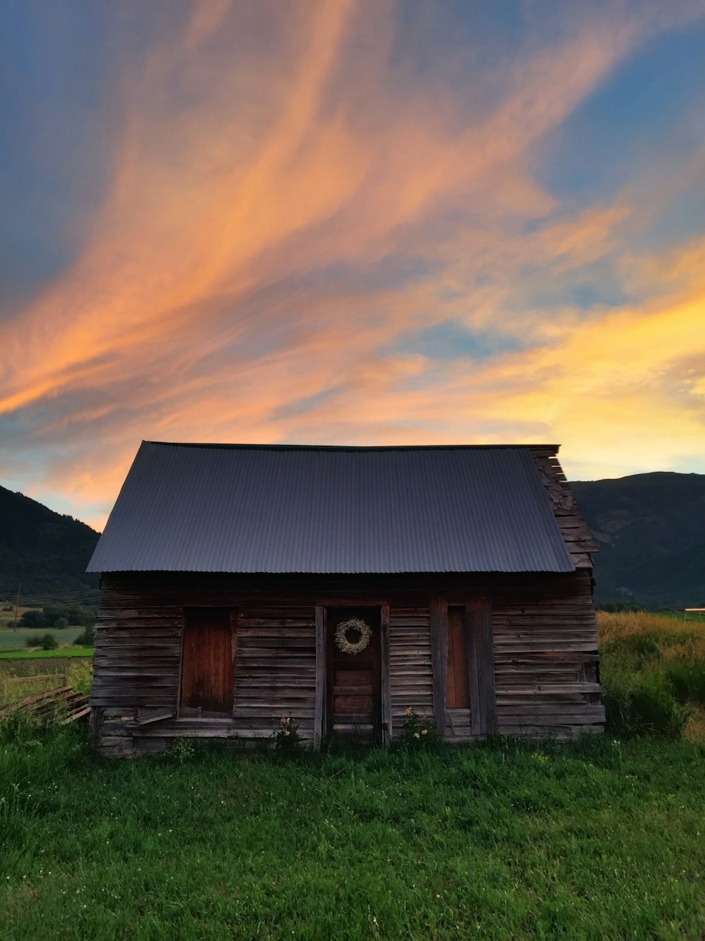 brown wooden shed