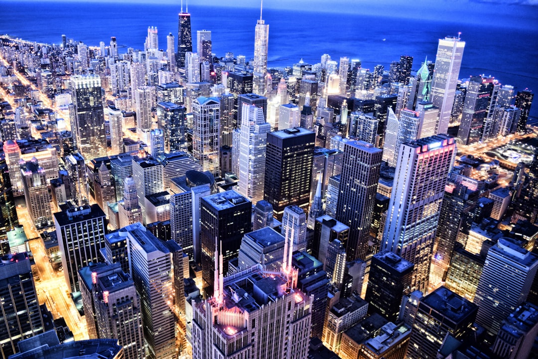 aerial view of cityscape at night