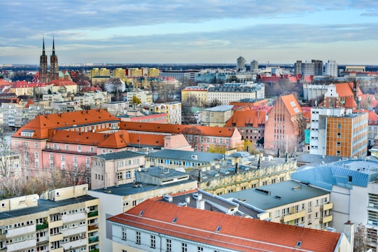 high angle view of cityscape in Wroclaw Cathedral Poland