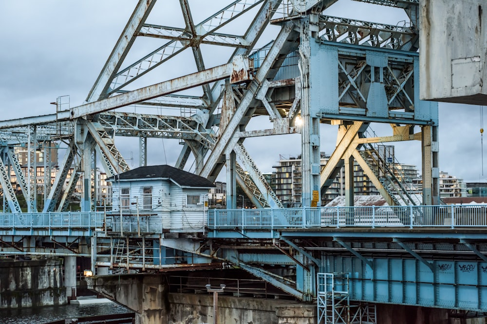 steel bridge frame above the wter