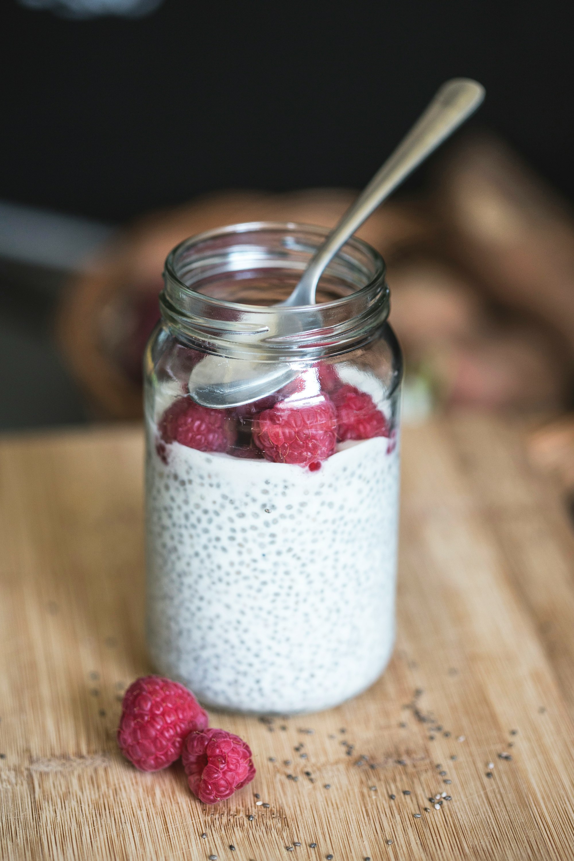 Fruity dessert in a jar