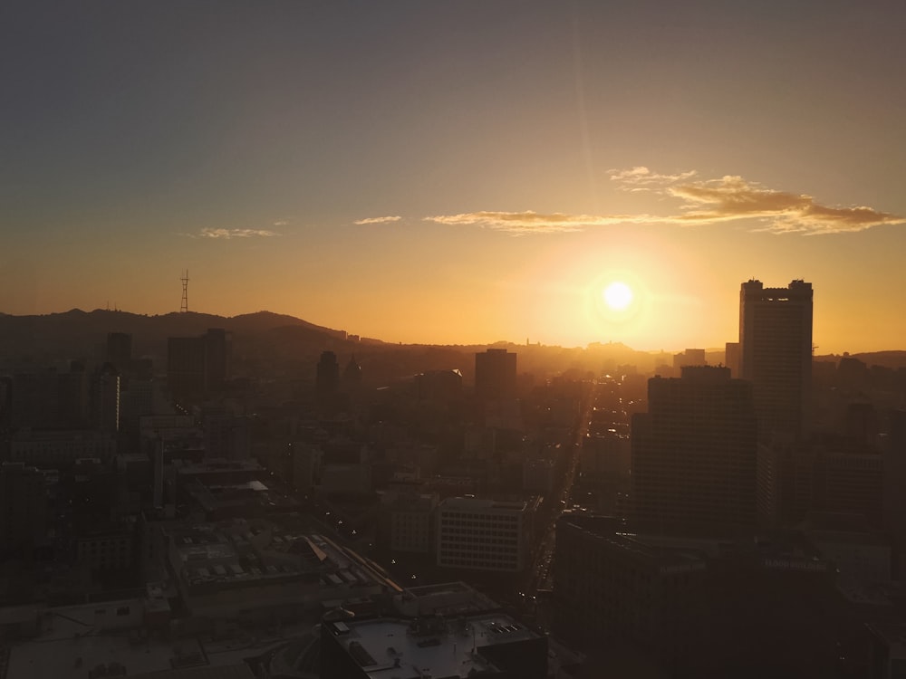 aerial view of building during golden hour