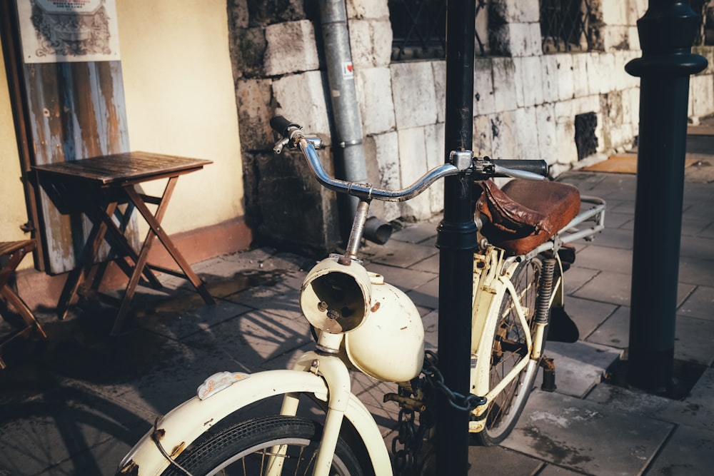 white and brown bicycle