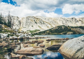 mountain range with lake