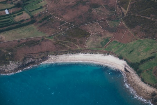 aerial view of farm field in Isles of Scilly United Kingdom