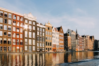 assorted-color buildings beside body of water