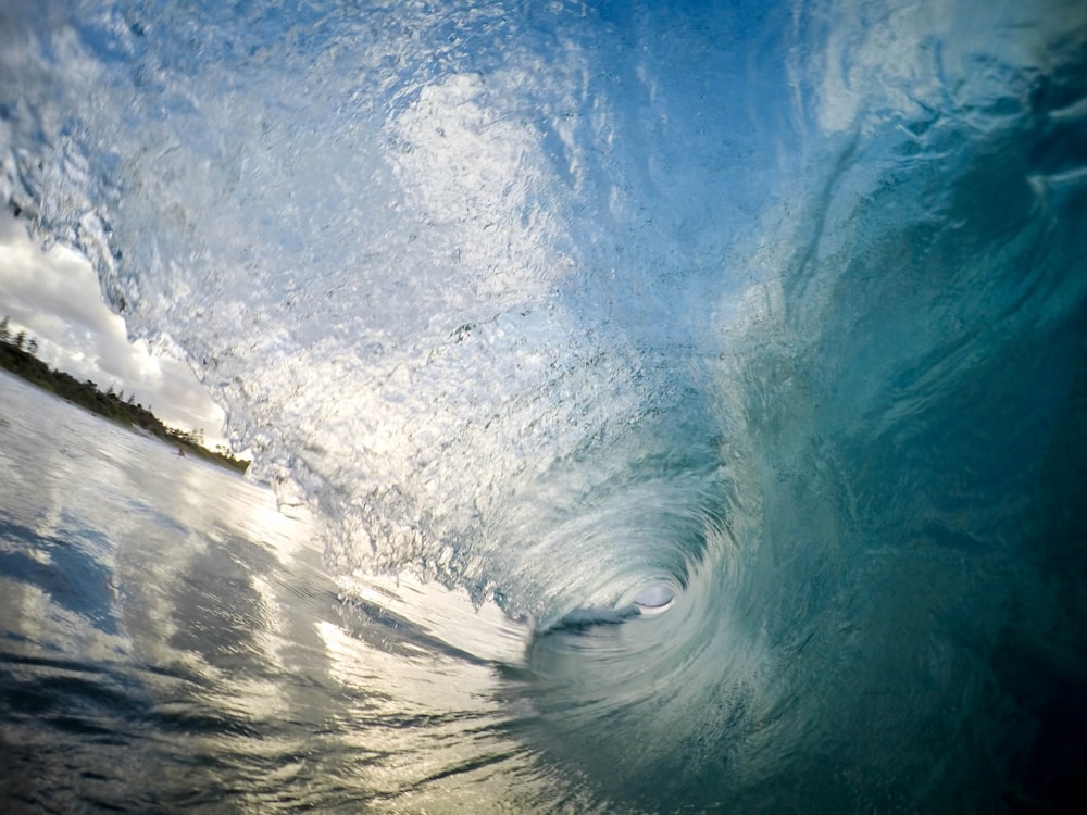 Getting submerged inside a wave.