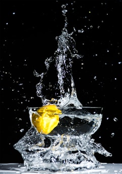 lemon water in footed glass