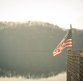 flag of U.S.A. on cyclone wire fence