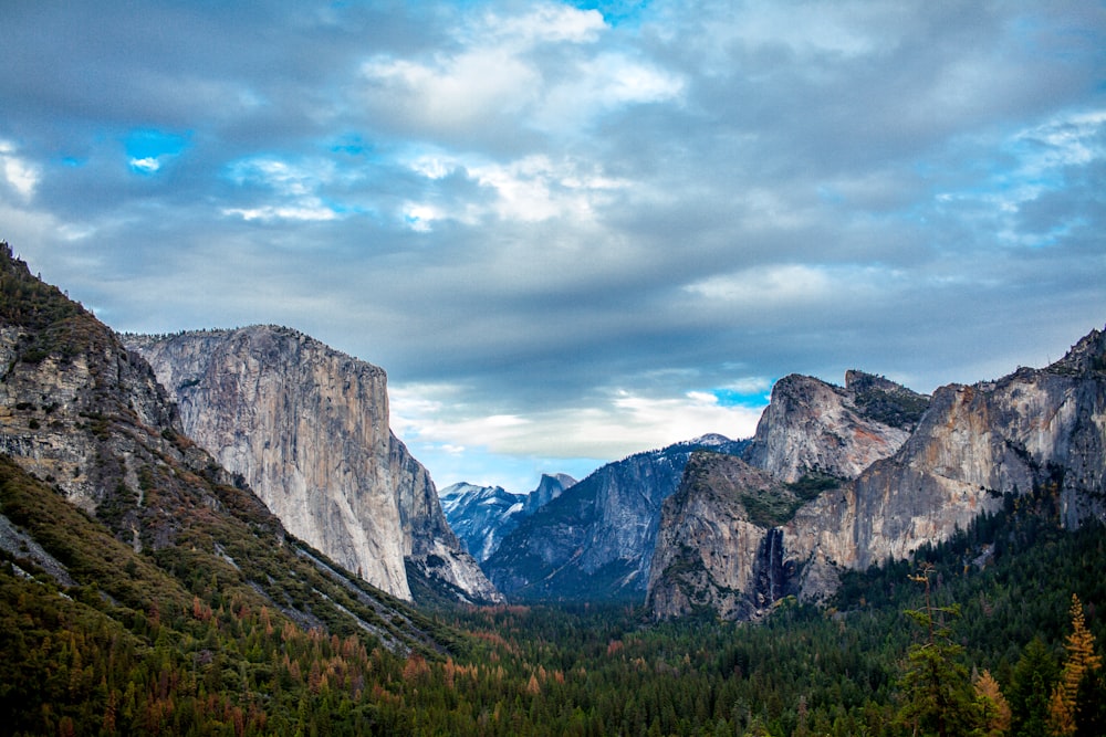 landscape photography of mountain valley