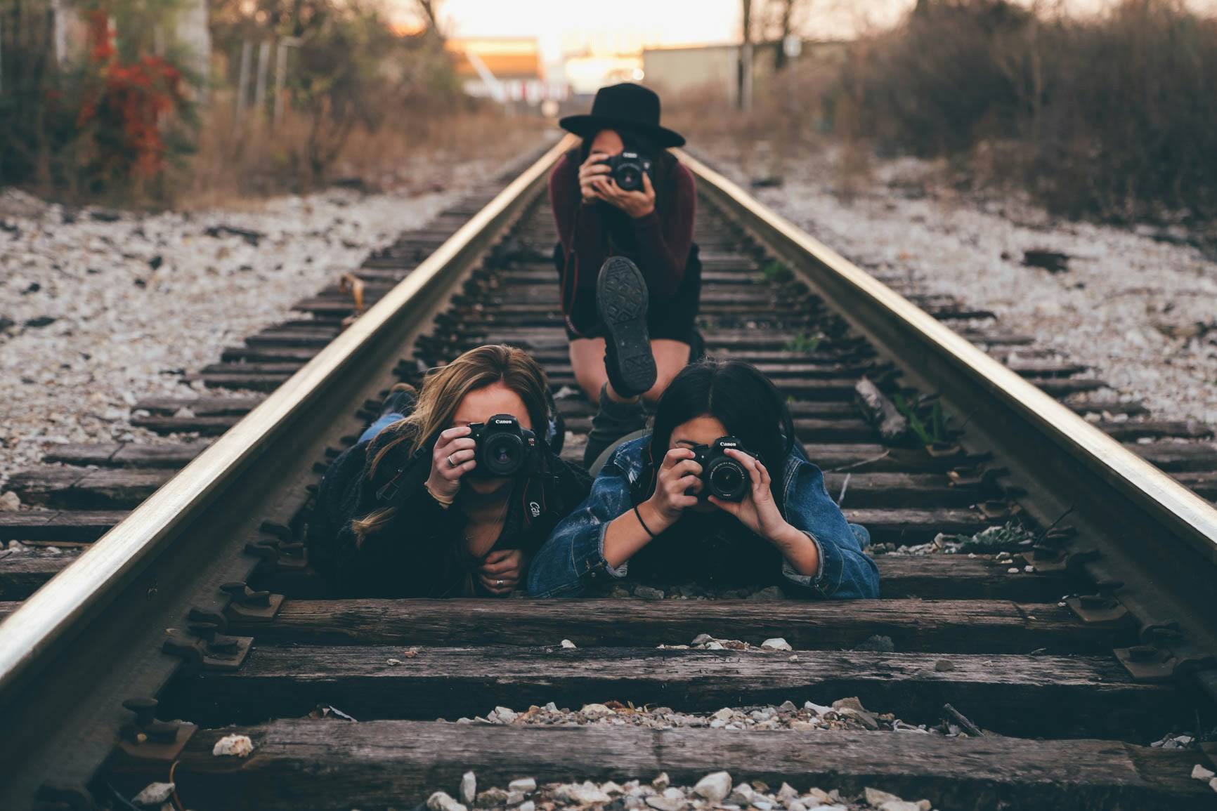 Pictures on a railroad track