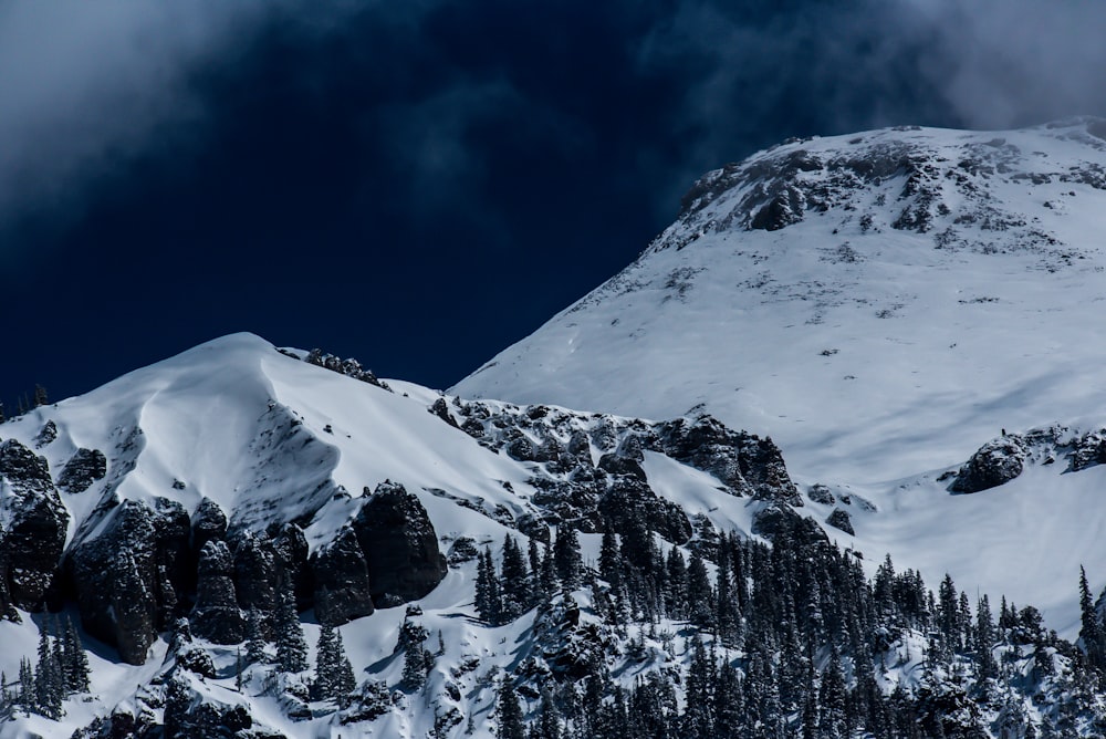 snow coated mountain