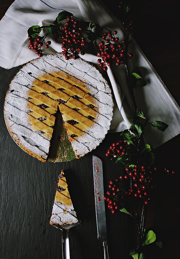 Baked sliced cherry pie