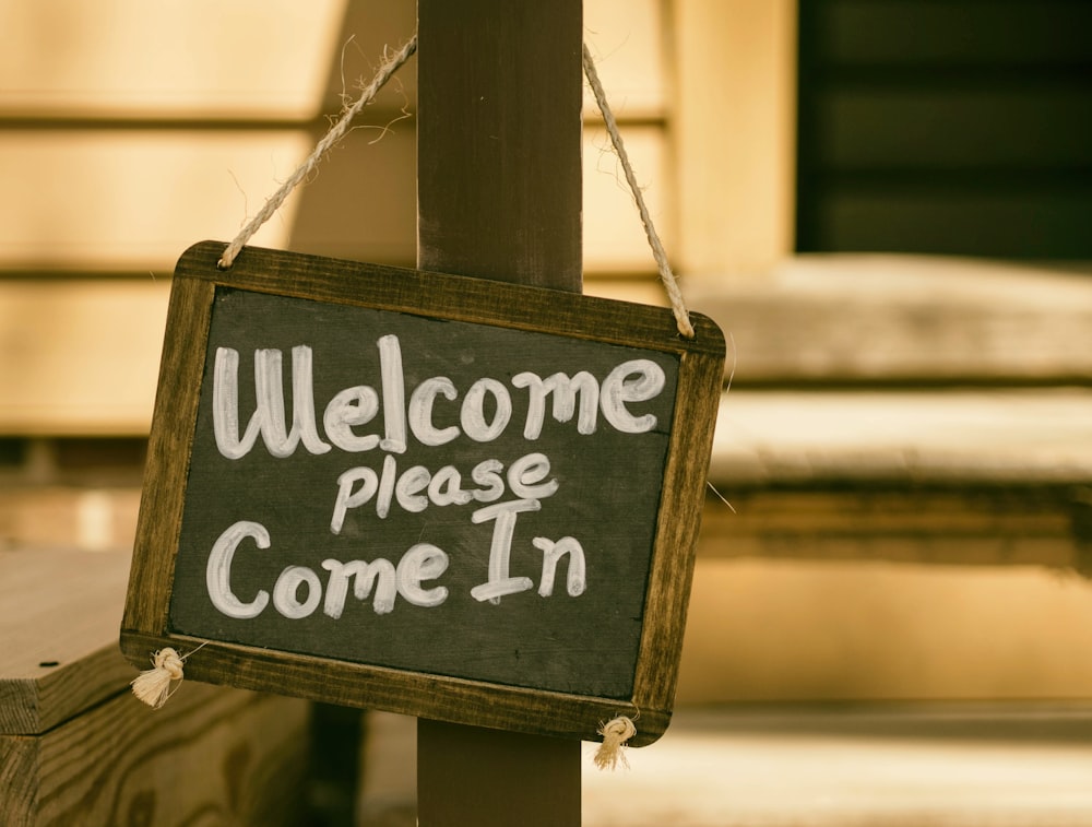 welcome signage on focus photography