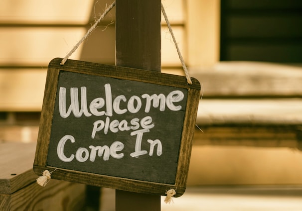 welcome signage on focus photography