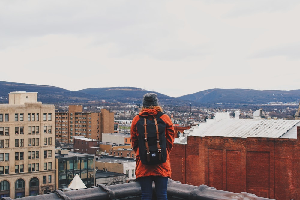 person standing on building