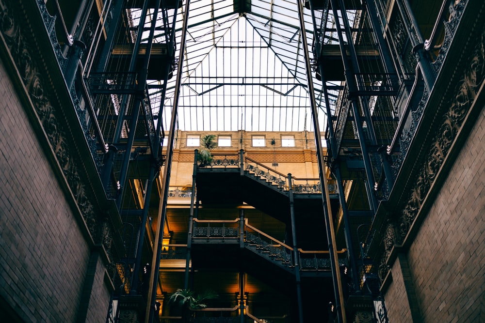 low-angle photography of building interior