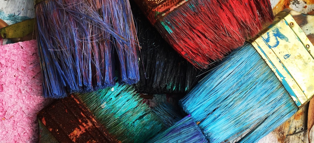 assorted-color paintbrushes