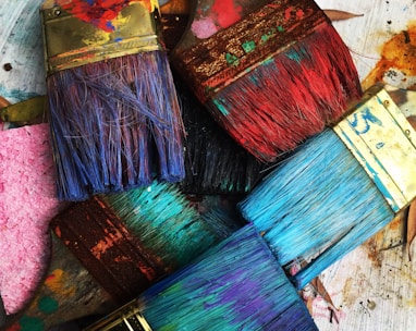 assorted-color paintbrushes