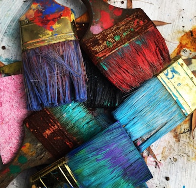 assorted-color paintbrushes