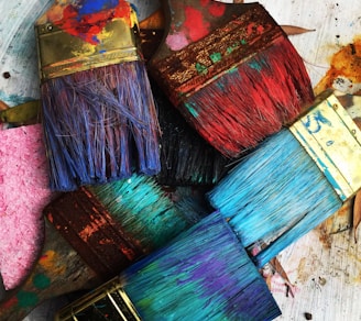 assorted-color paintbrushes