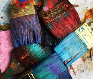 assorted-color paintbrushes