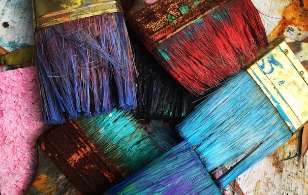 assorted-color paintbrushes