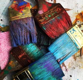 assorted-color paintbrushes