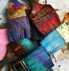 assorted-color paintbrushes