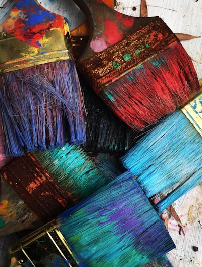 assorted-color paintbrushes